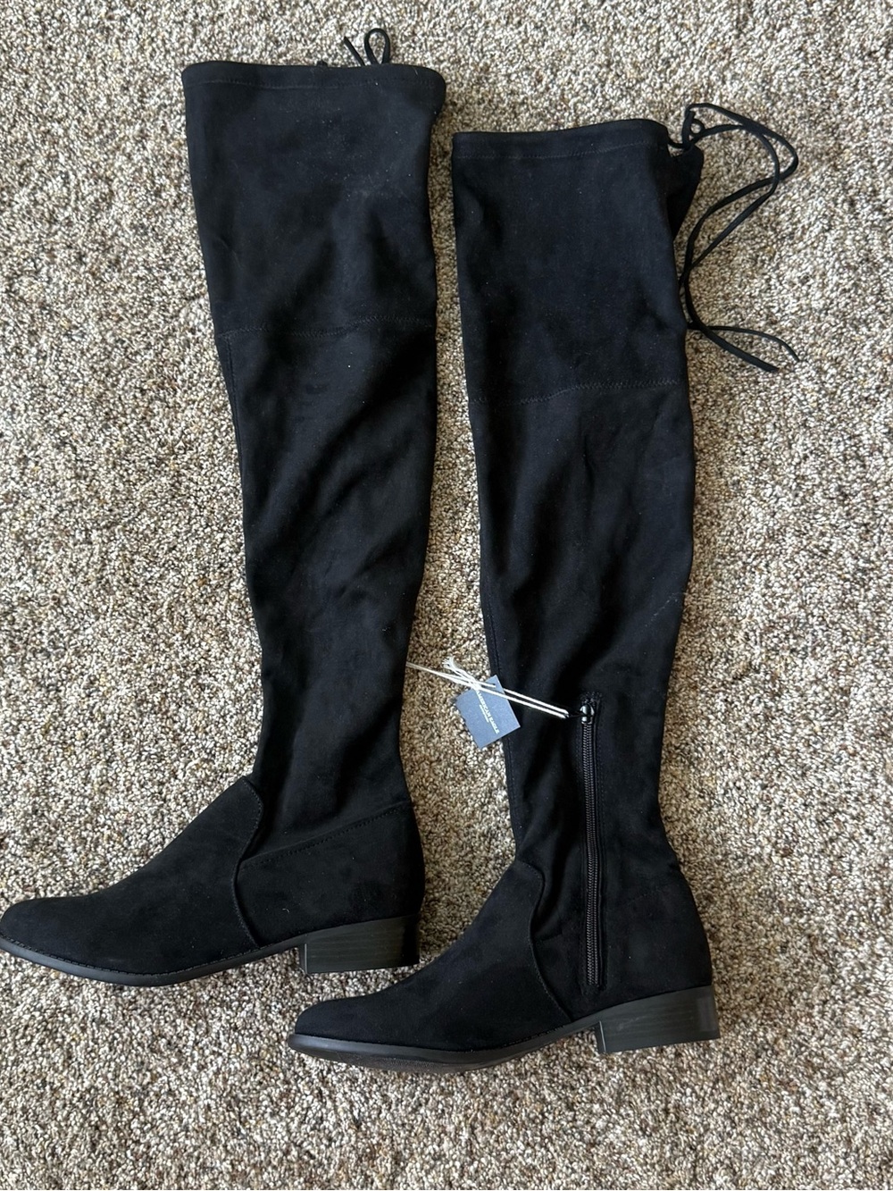 NWT American Eagle Black Over-the-Knee Suede Riding Boots - Women's 8